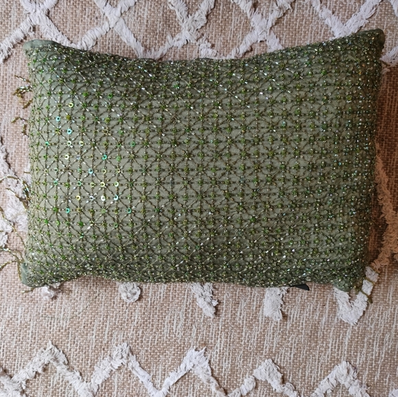 Embroidered Embellished Tasseled Cushion - Picture 2 of 13